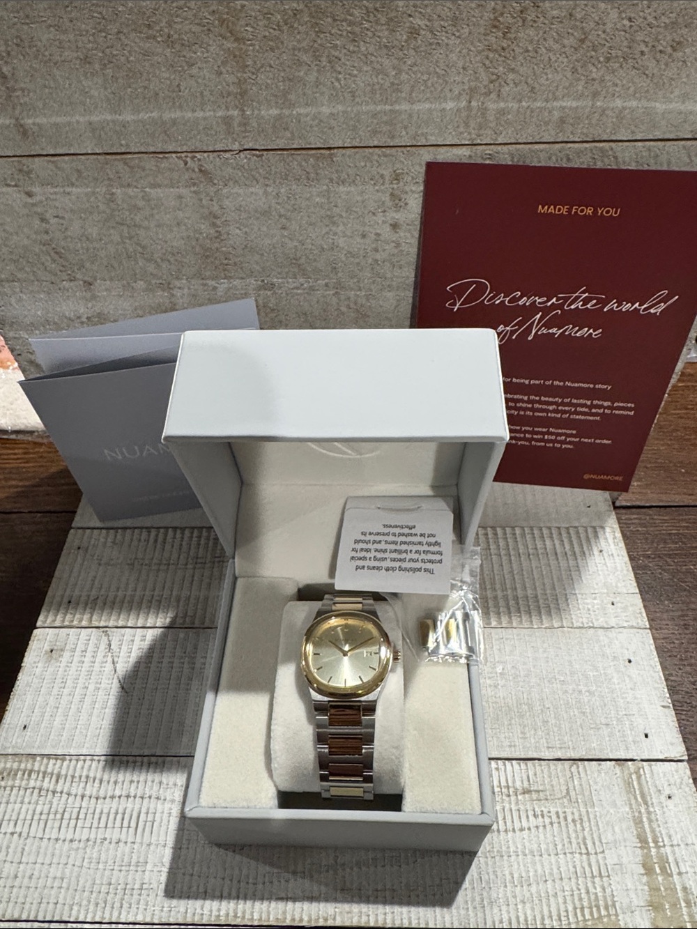 NWOT Nuamore Women’s Alure Gold and Silver Two-Tone Stainless Steel Watch
